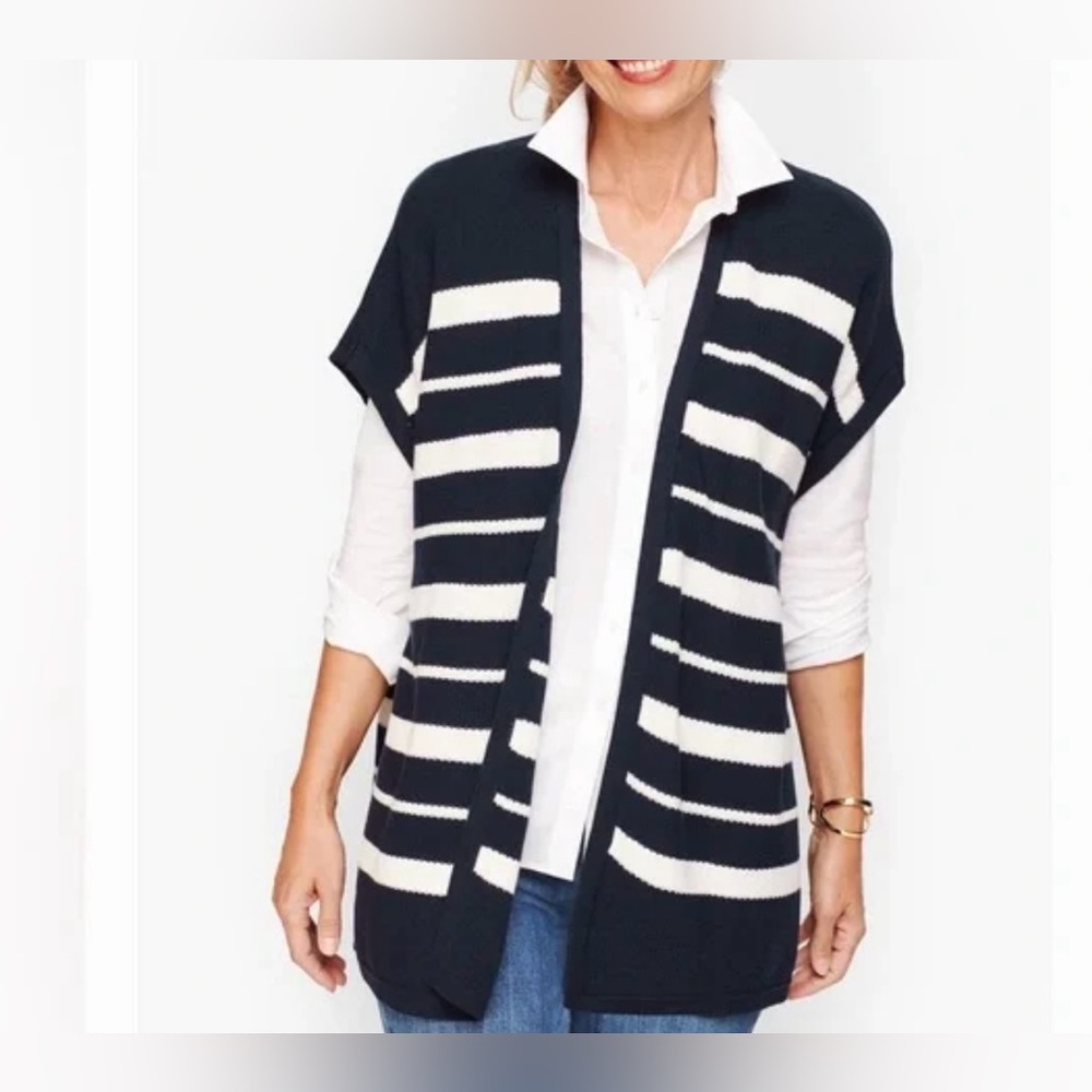 TALBOTS Women’s Cardigan Sweater Vest Open Front 100% Cotton Size M/L